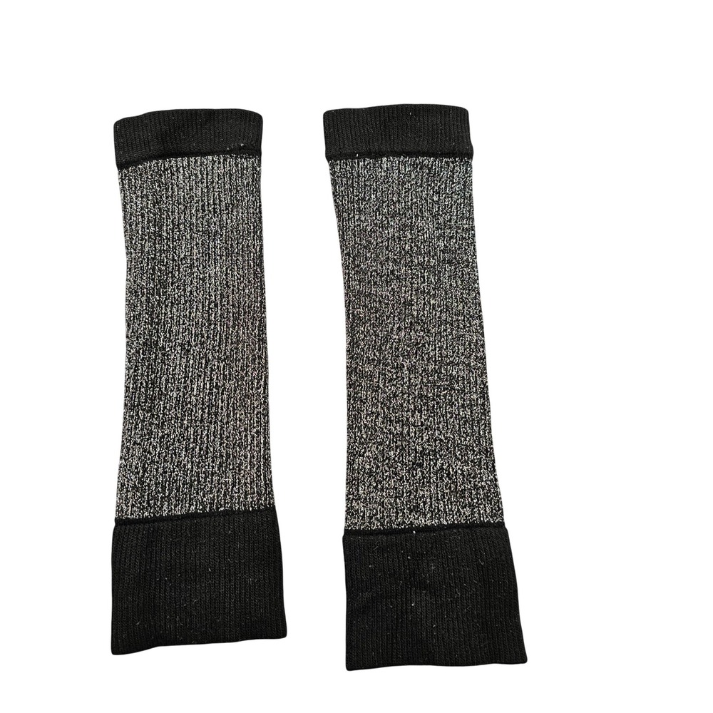 Unisex youth Ribbed Leg Warmers Black Silver Shimmer Goth Yoga Ballet Core